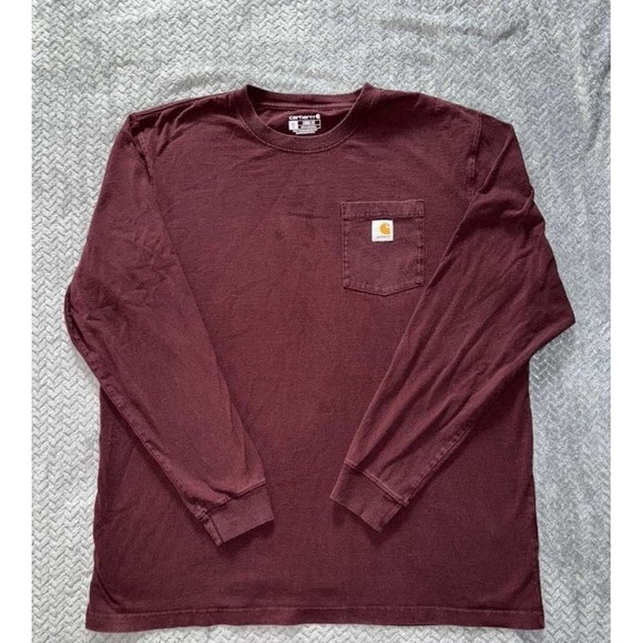 Carhartt Other - Carhartt Mens Burgundy Original Fit Long Sleeve Outdoor Casual Top Size‎ XL